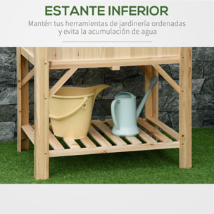 Huerto Urbano de Madera 120x60x81 cm con 6 Compartimentos y Estante para Plantas