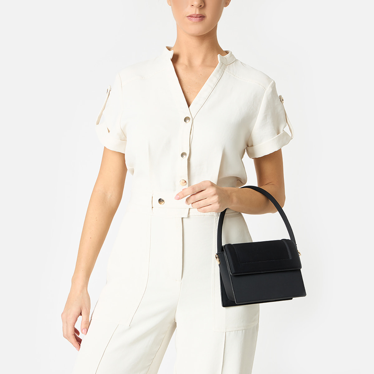 Mini bag donna nera in tessuto