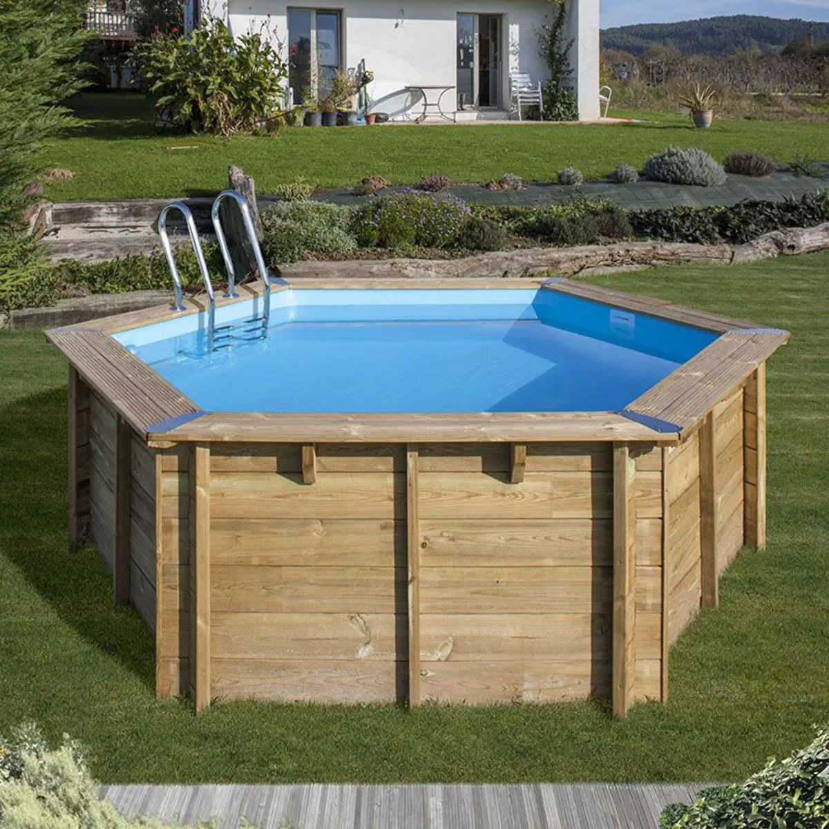 Piscine hors sol bois ronde Ø 4 x 1,17 m VANILLE