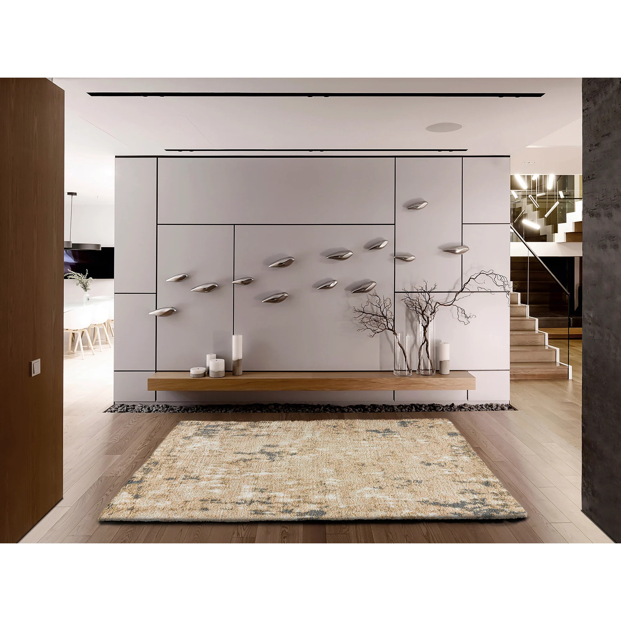 ENYA Alfombra con texturas y diseÃ±o escandinavo en tonos beige, varias medidas disponibles
