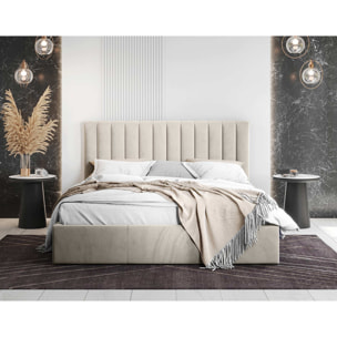 Rosario - lit coffre - 140x200 - sommier inclus - en velours - Beige