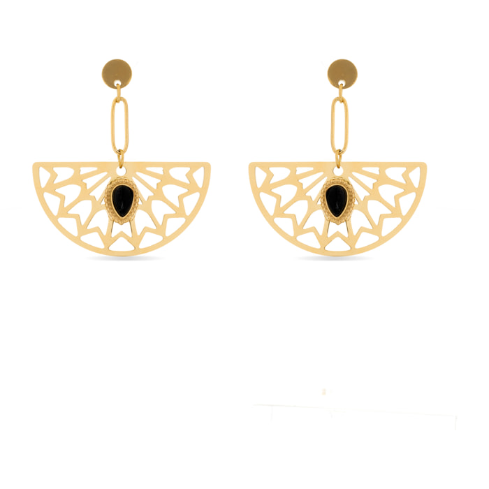 Pendientes de Onix acabados en oro amarillo de 18K- Tawa