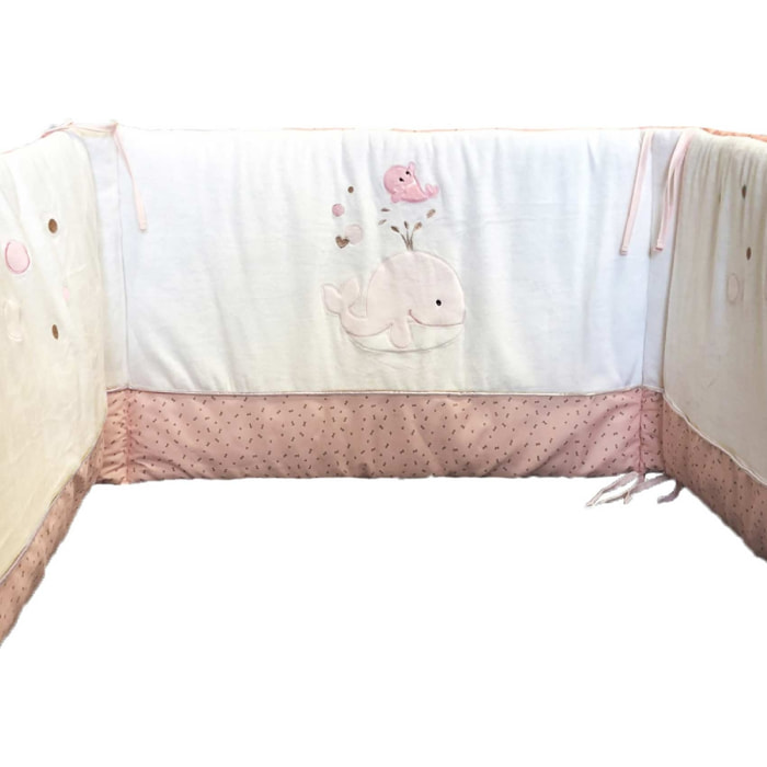 Tour de lit brodé baleines - Multicolore