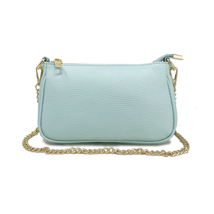 Chicca Borse - Tracollina Clutch Donna in Vera Pelle - Colore Verde Acqua