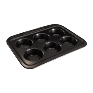 Molde cuadrado de horno para 6 muffins 28,9x23,1x3,3cm en acero al carbono masterpro