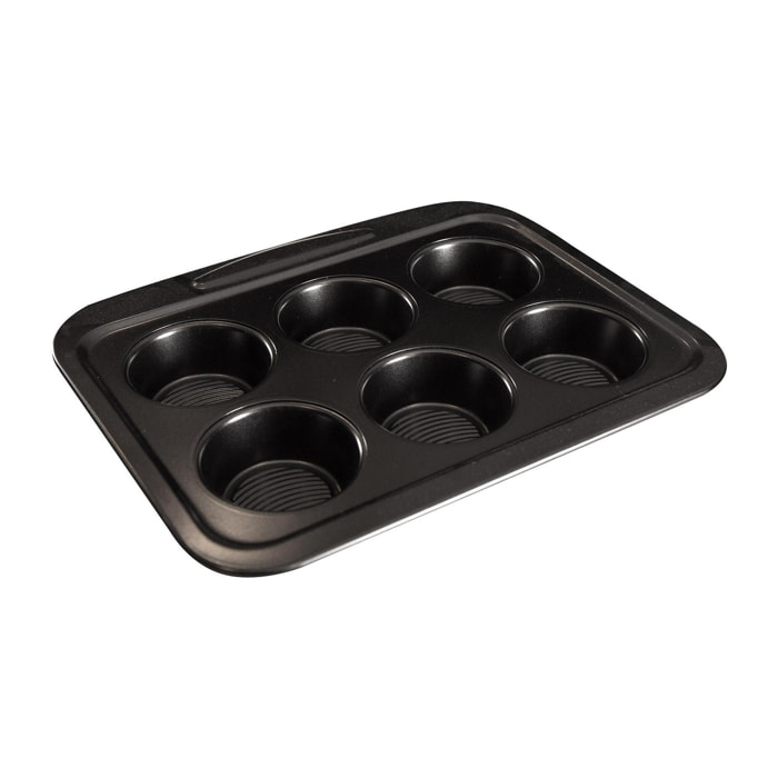Molde cuadrado de horno para 6 muffins 28,9x23,1x3,3cm en acero al carbono masterpro