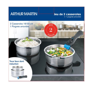 Set de 2 casseroles amovibles inox