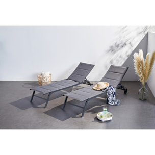 Lot de 2 transats aluminium gris foncé AUCKLAND