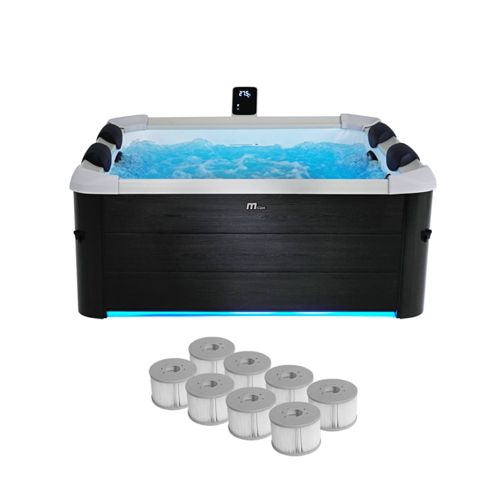 Spa rigide MSPA 6 places 4 coussins hydromassages. 8 filtres et bâche incluse 160 cm x 65 cm