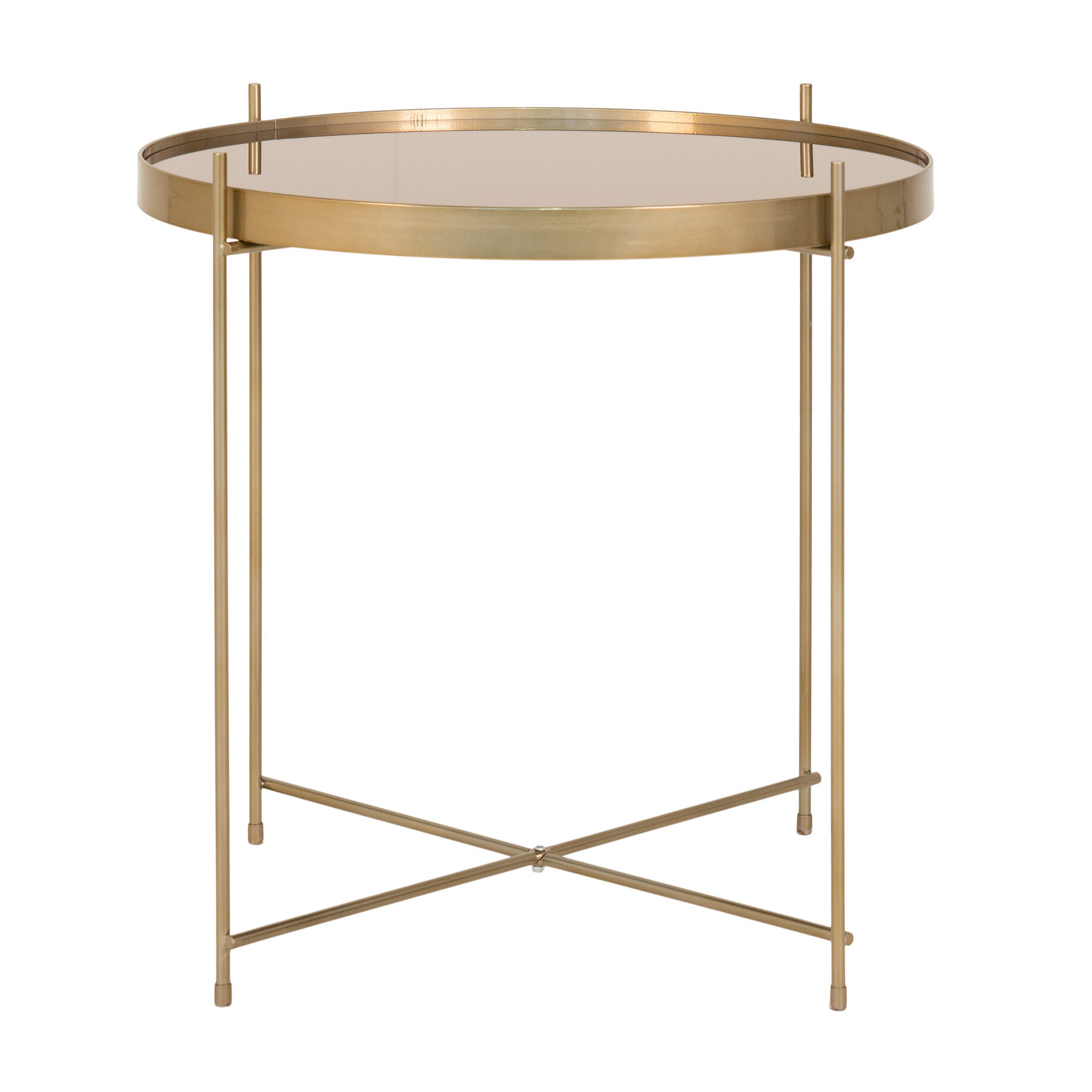 Glina - table basse - métal et verre - 48 cm - Noir ou doré
