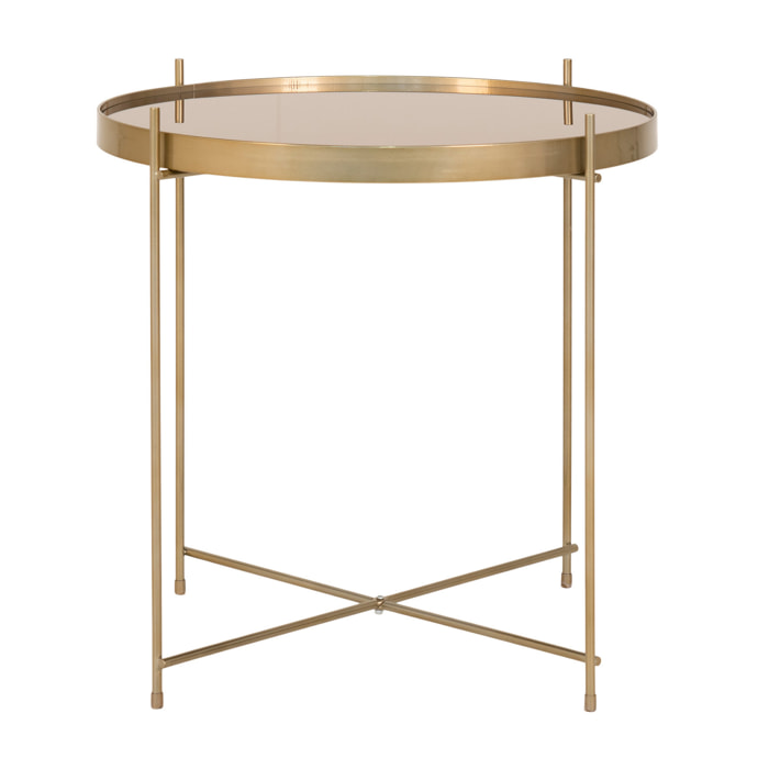 Glina - table basse - métal et verre - 48 cm - Noir ou doré
