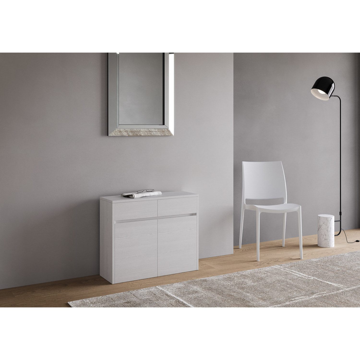 Bancs inférieur et supérieur extensible 26x72/300 cm Evolve Frêne Blanc rallonges internes