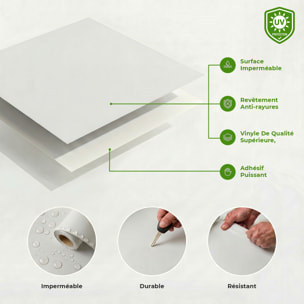 Rouleau adhésif décoratif Vinyle au Mètre - Blanc - Sticker Lavable Imperméable Mur Cuisine Meubles