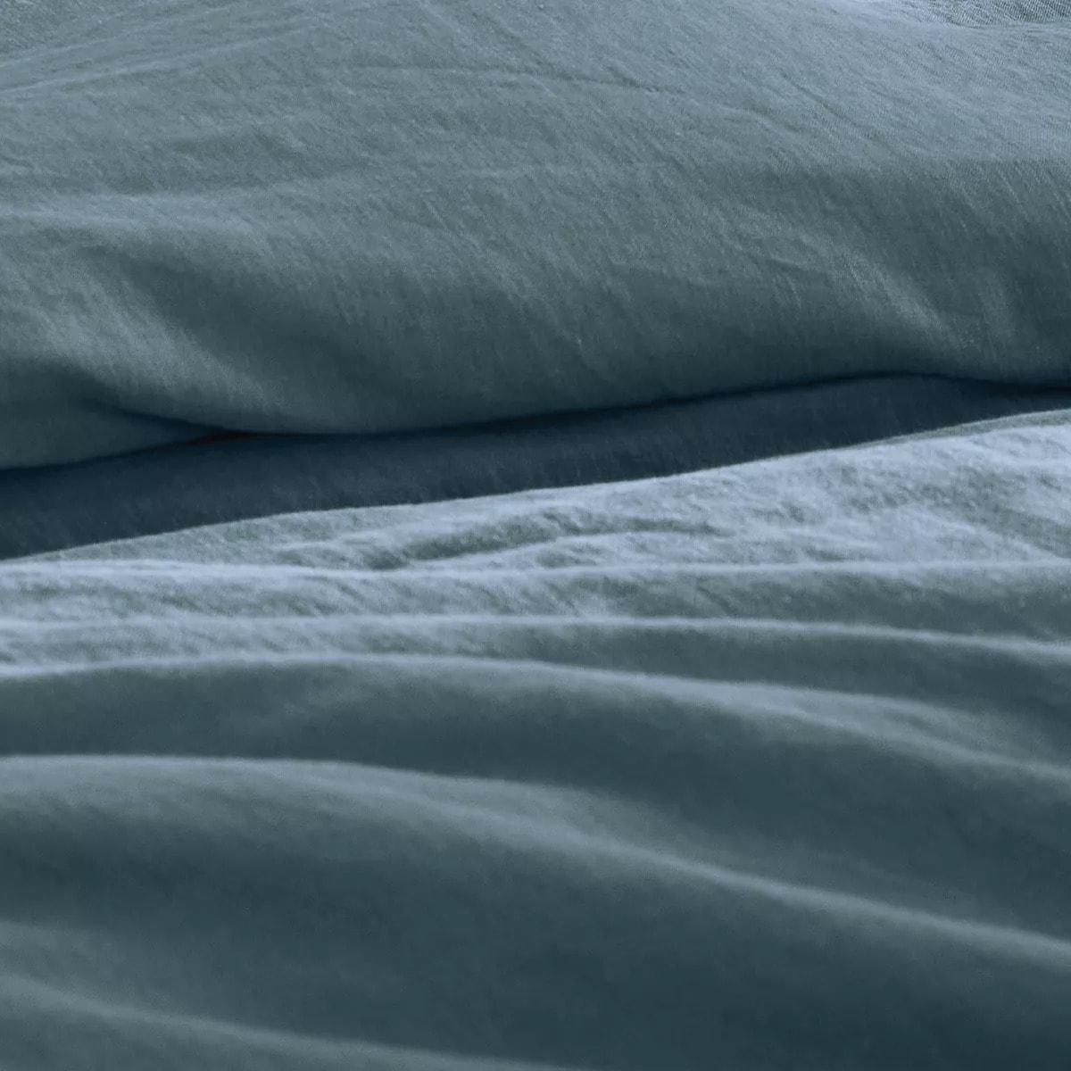 Housse de couette pur lin lavé 165 g/m² uni bleu Le lin lave denim