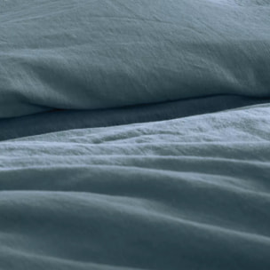 Housse de couette pur lin lavé 165 g/m² uni bleu Le lin lave denim