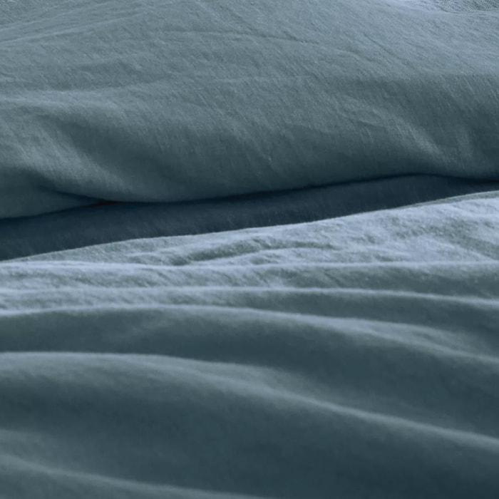 Housse de couette pur lin lavé 165 g/m² uni bleu Le lin lave denim