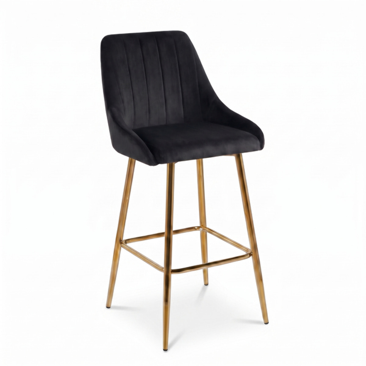 Sgabello Alto Imbottito in Effetto Velluto con Schienale e Poggiapiedi, Design Moderno per Penisola, Isola Cucina, Bancone Bar e Snack