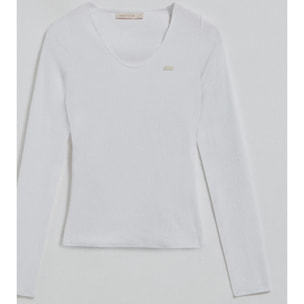 Camiseta blanca Penelope con detalle de botón nacarado Polo Club