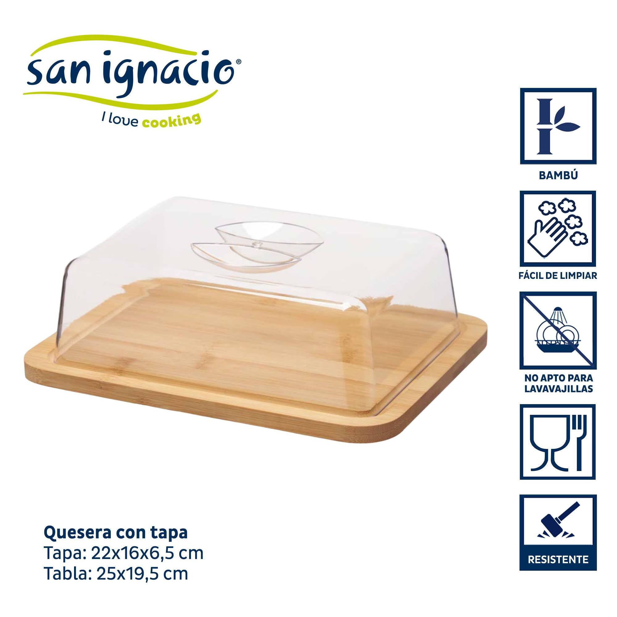 Quesera rectangular bambu con tapa colección kinvara