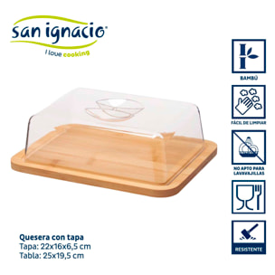 Quesera rectangular bambu con tapa colección kinvara