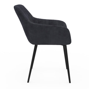 Chaises Ariana velours gris foncé pieds métal - lot de 2