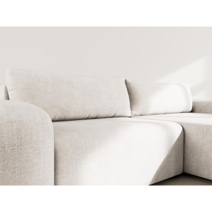 Rebecca - canapé d'angle droit 4 places convertible avec coffre en velours texturé - Beige