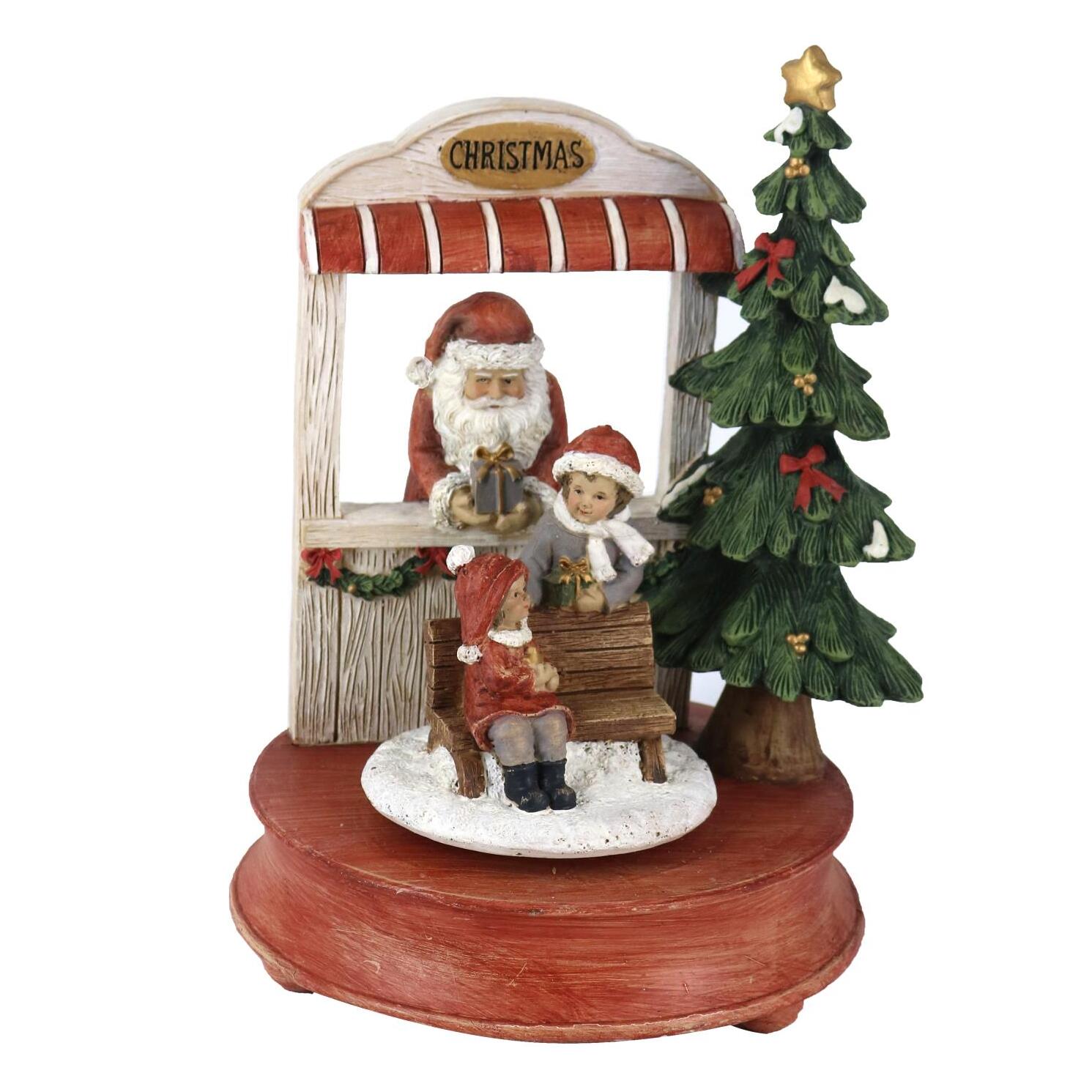 Carillon in resina babbo natale con musica rosso cm17x16h23,5