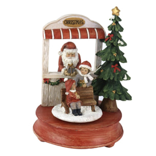 Carillon in resina babbo natale con musica rosso cm17x16h23,5