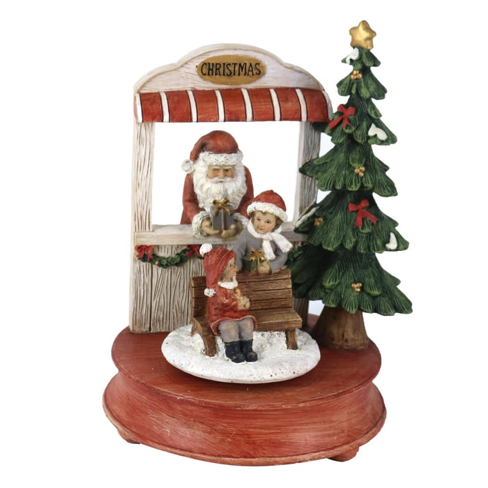 Carillon in resina babbo natale con musica rosso cm17x16h23,5