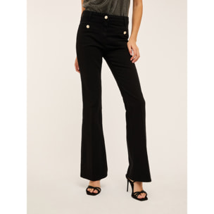 Motivi - Pantalones flare con bolsillos - Negro