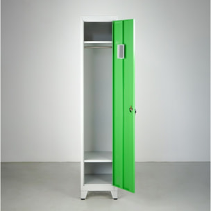 Armadio metallico 1 anta verde appendiabiti e ripiano superiore ed inferiore