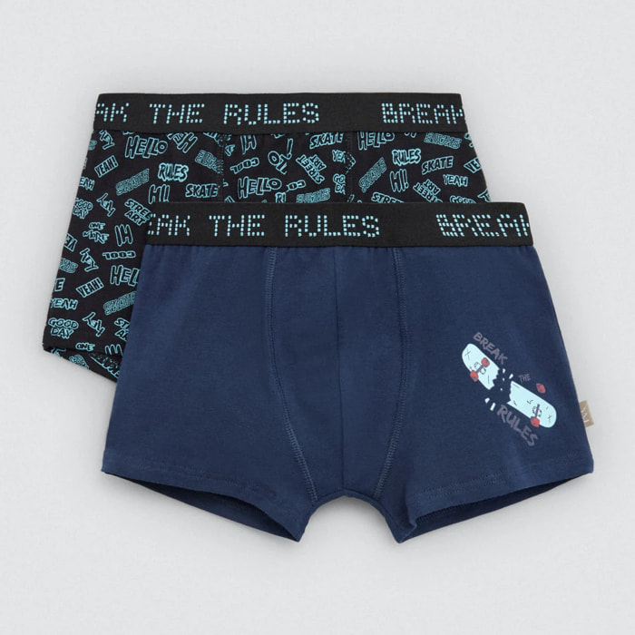 Confezione da 2 boxer da bambino "Break the Rules"