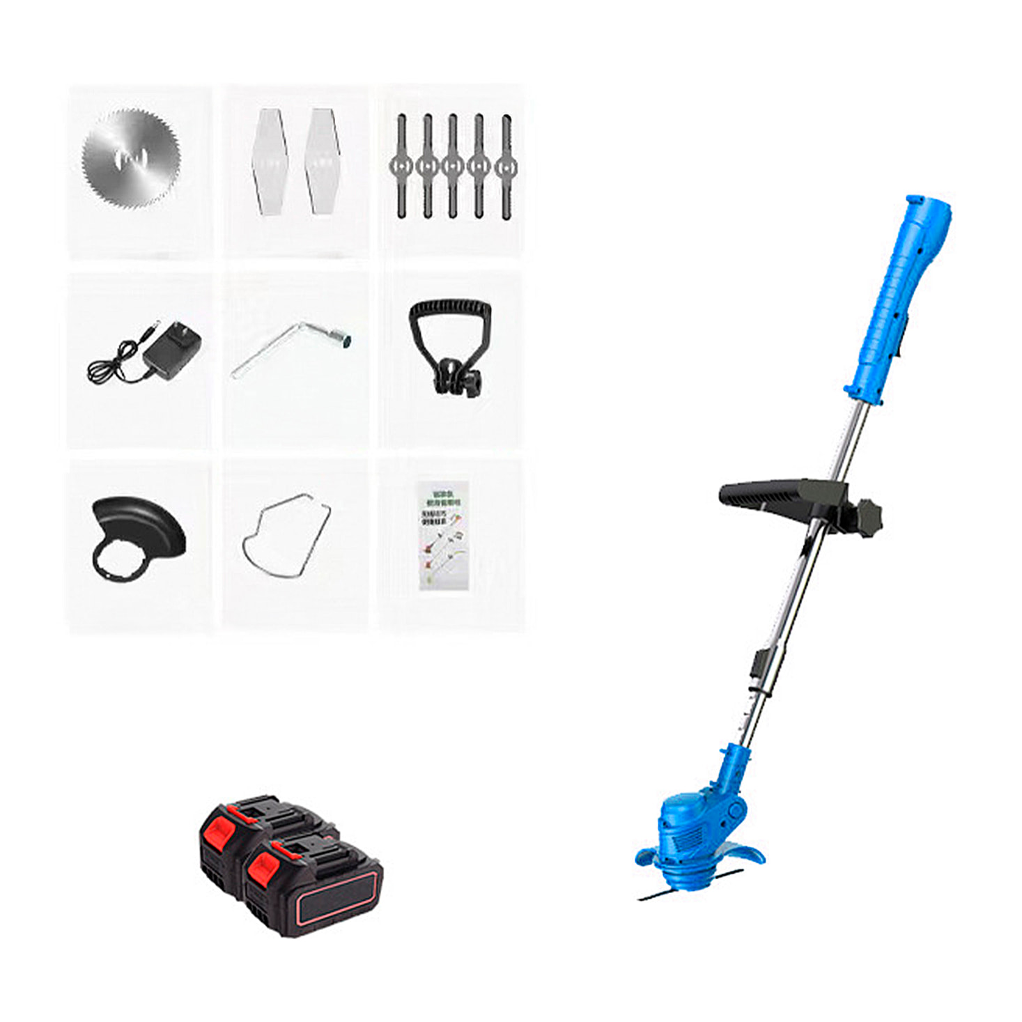 Desbrozadora eléctrica 12V sin escobillas, DOBLE BATERIA de 6500mAh.