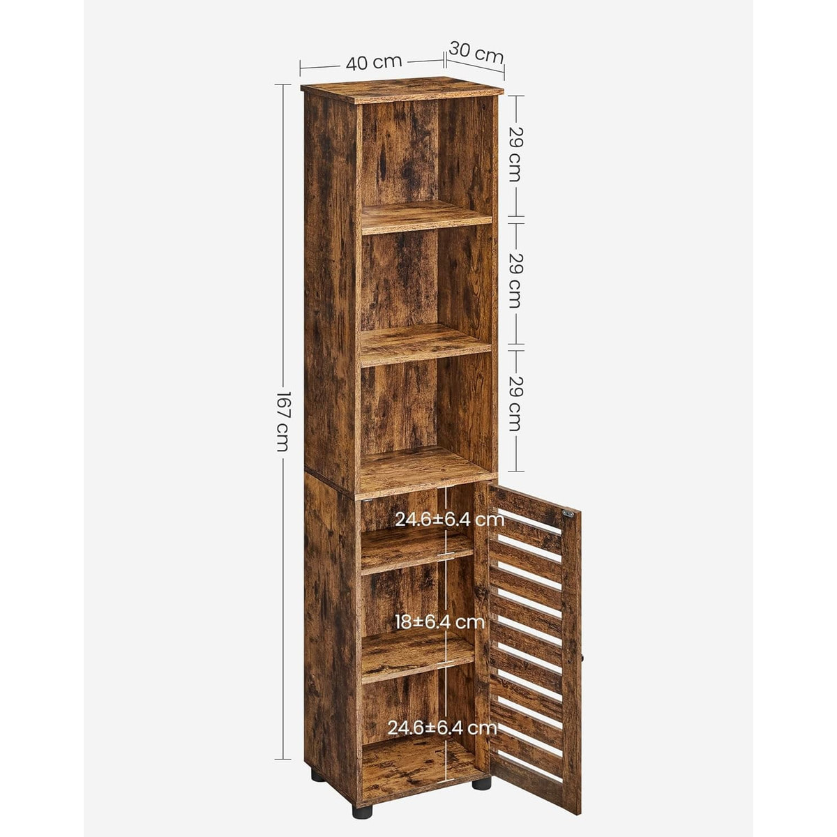Colonna Bagno Loft in Legno Rustico con Ante a Persiana