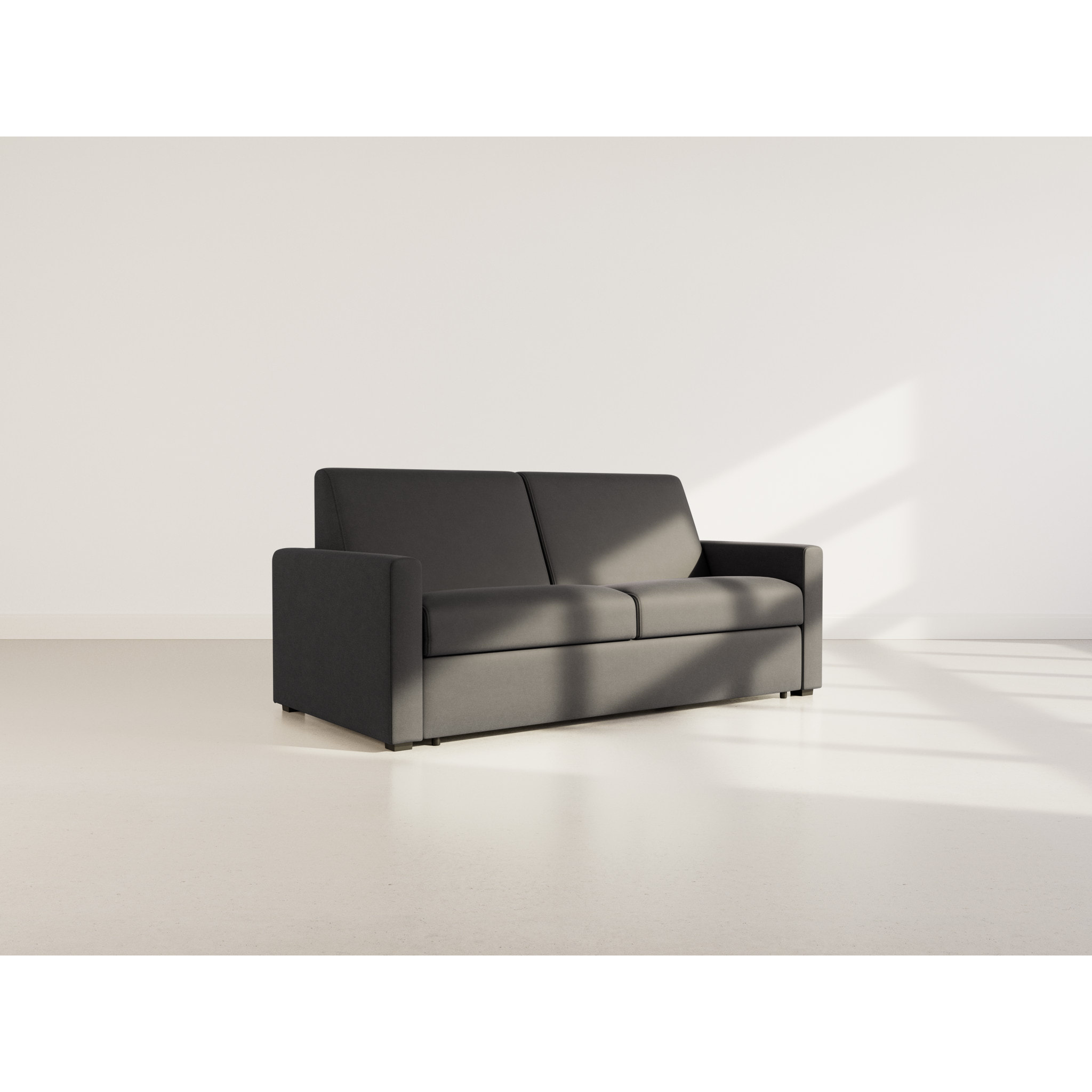 Julia - canapé lit 3 places convertible express couchage quotidien 140 cm matelas 14 cm en tissu - Noir