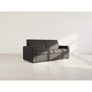 Julia - canapé lit 3 places convertible express couchage quotidien 140 cm matelas 14 cm en tissu - Noir