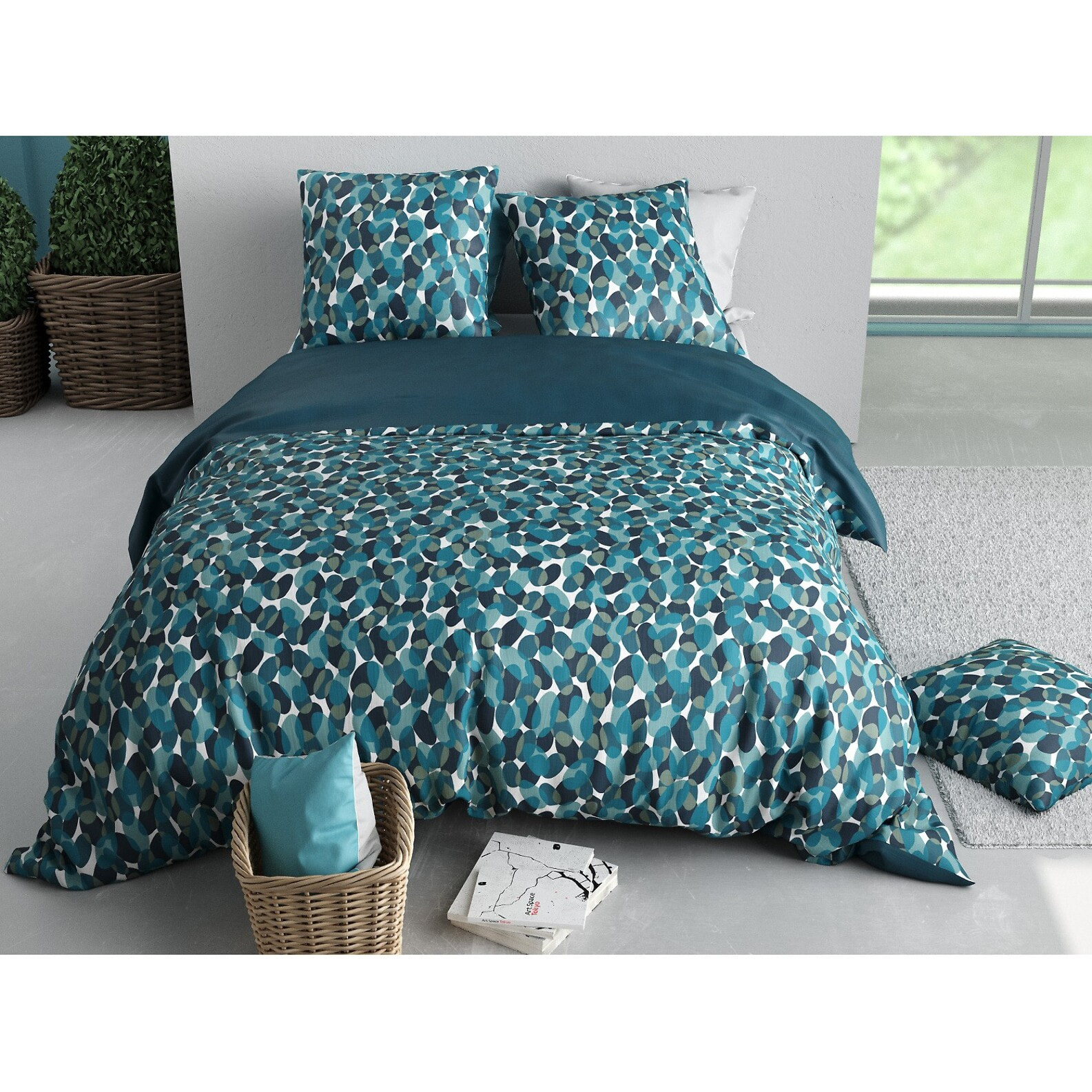 Parure Housse De Couette 3pcs 100% Coton 57 Fils NELLY