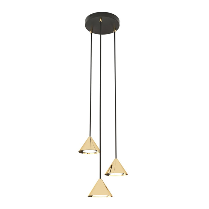 Lampada a sospensione ELIT in acciaio oro e dettagli nero