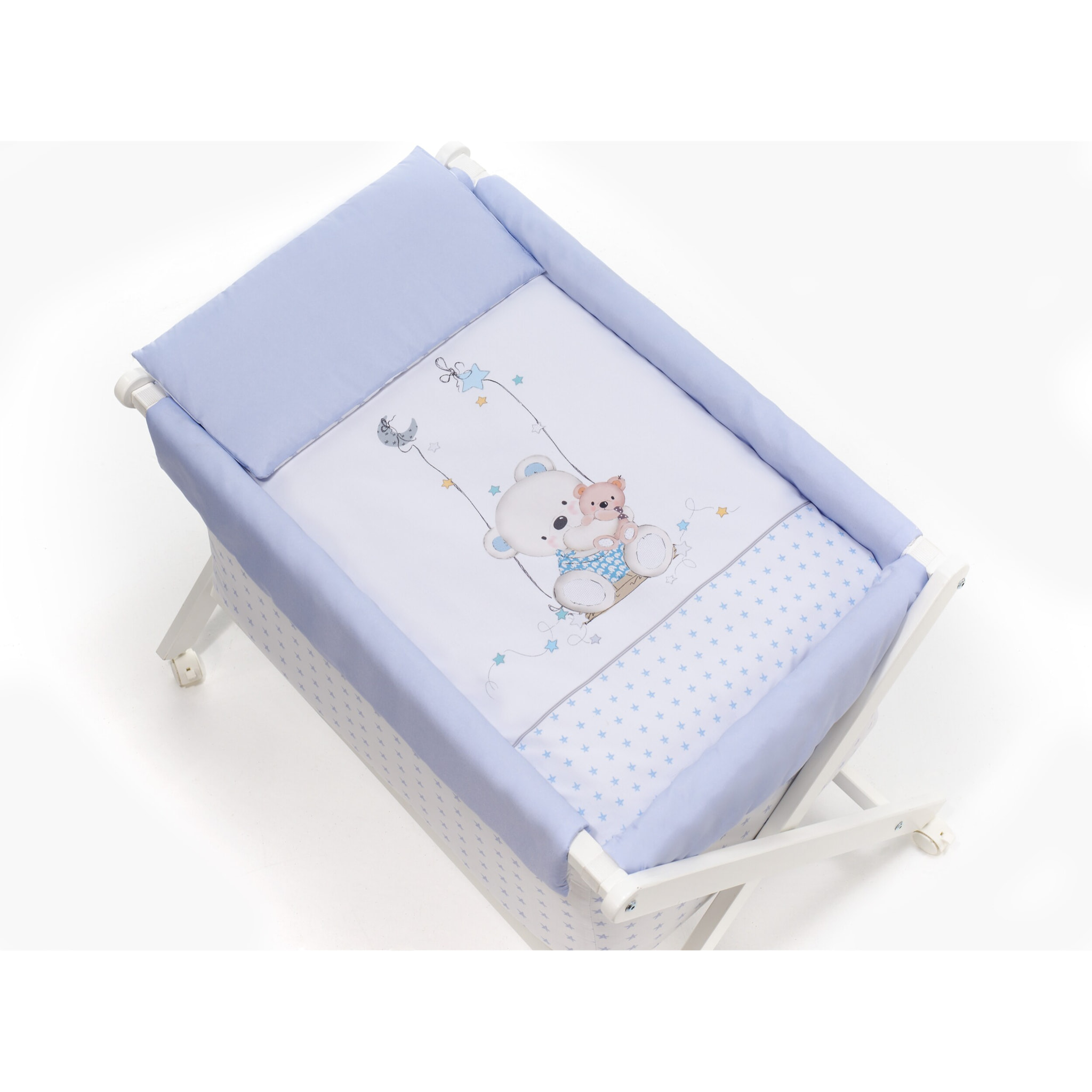 Minicuna con Textil Oso Columpio Azul