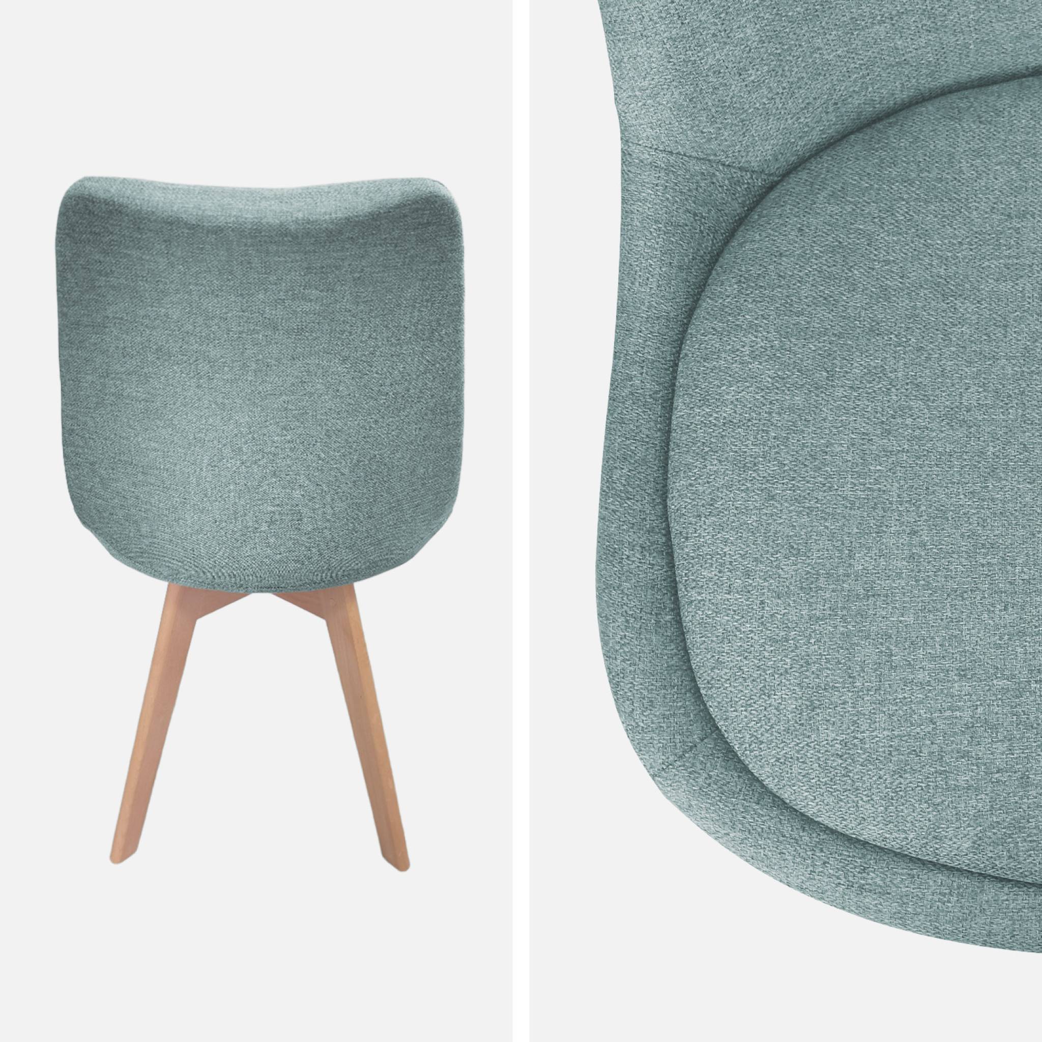 Lot de 4 chaises scandinaves revêtement tissu bleu clair. pieds bois de hêtre - Nils