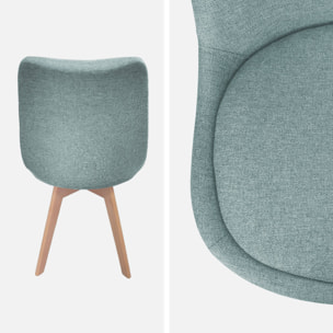 Lot de 4 chaises scandinaves revêtement tissu bleu clair. pieds bois de hêtre - Nils