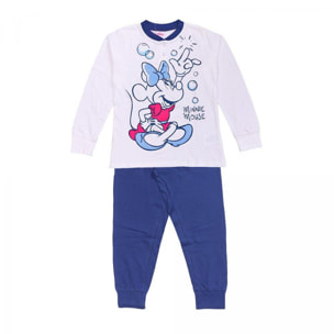 Pigiama Minnie Primaverile Maniche Lunghe Bianco e Blu Lei Disney Bianco