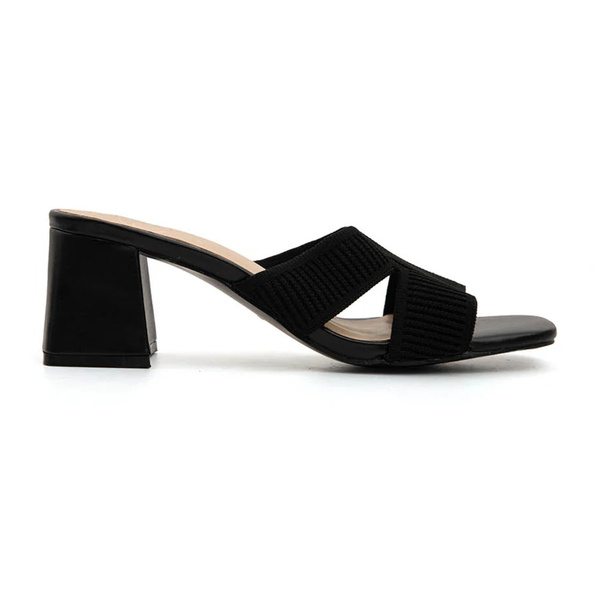 Sabot cross-strap in tessuto - NERO