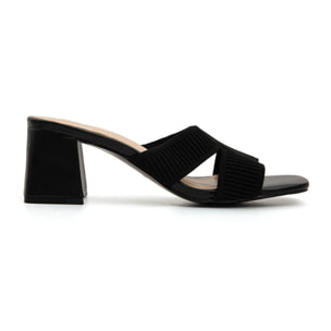 Sabot cross-strap in tessuto - NERO