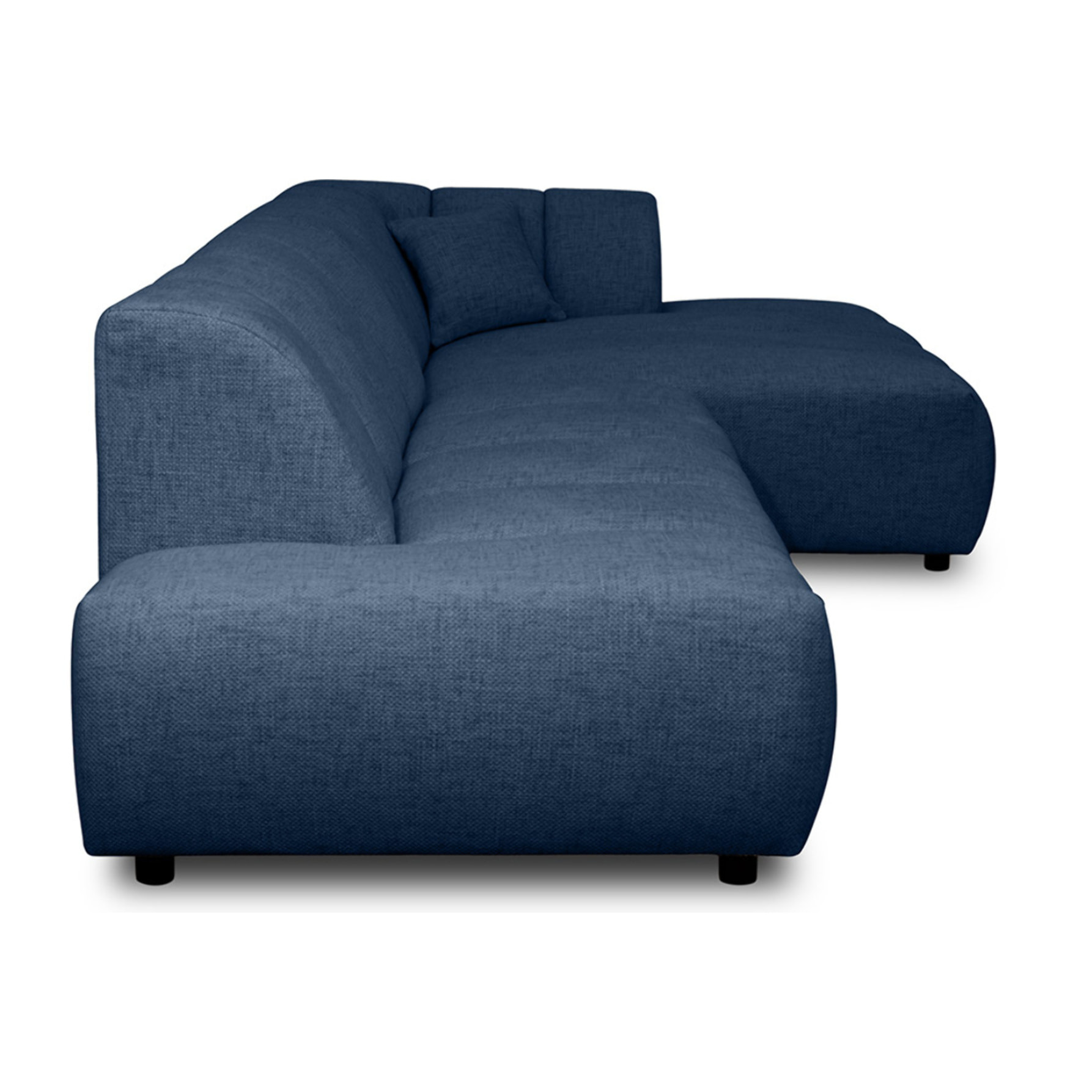 Curtis - canapé d'angle droit 4 places sans accoudoir en tissu texturé - Bleu