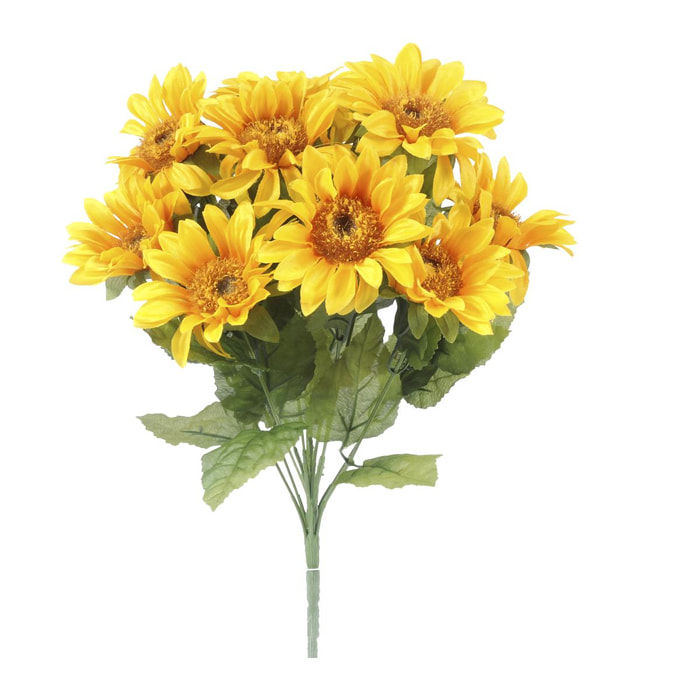 Bouquet Di Girasoli Con 12 Fiori. Altezza 41 Cm - Pezzi 4 - 23X41X23cm - Colore: Giallo - Bianchi Dino - Fiori Artificiali