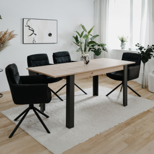 MINOS - Table extensible 4 à 6 personnes chêne et noir 150x80x75