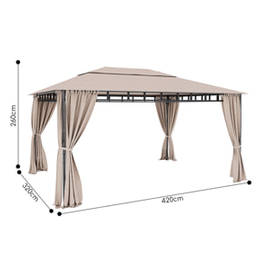 Gazebo Da Giardino 3 x 4 M Con Tende Laterali Richiudibili Struttura In Acciaio Robusto Copertura 180 g/m² Con 4 Teli Laterali Esterno Giardino P