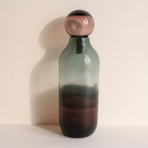 Vase avec bouchon bordeaux et gris en verre h46cm MAJESTY