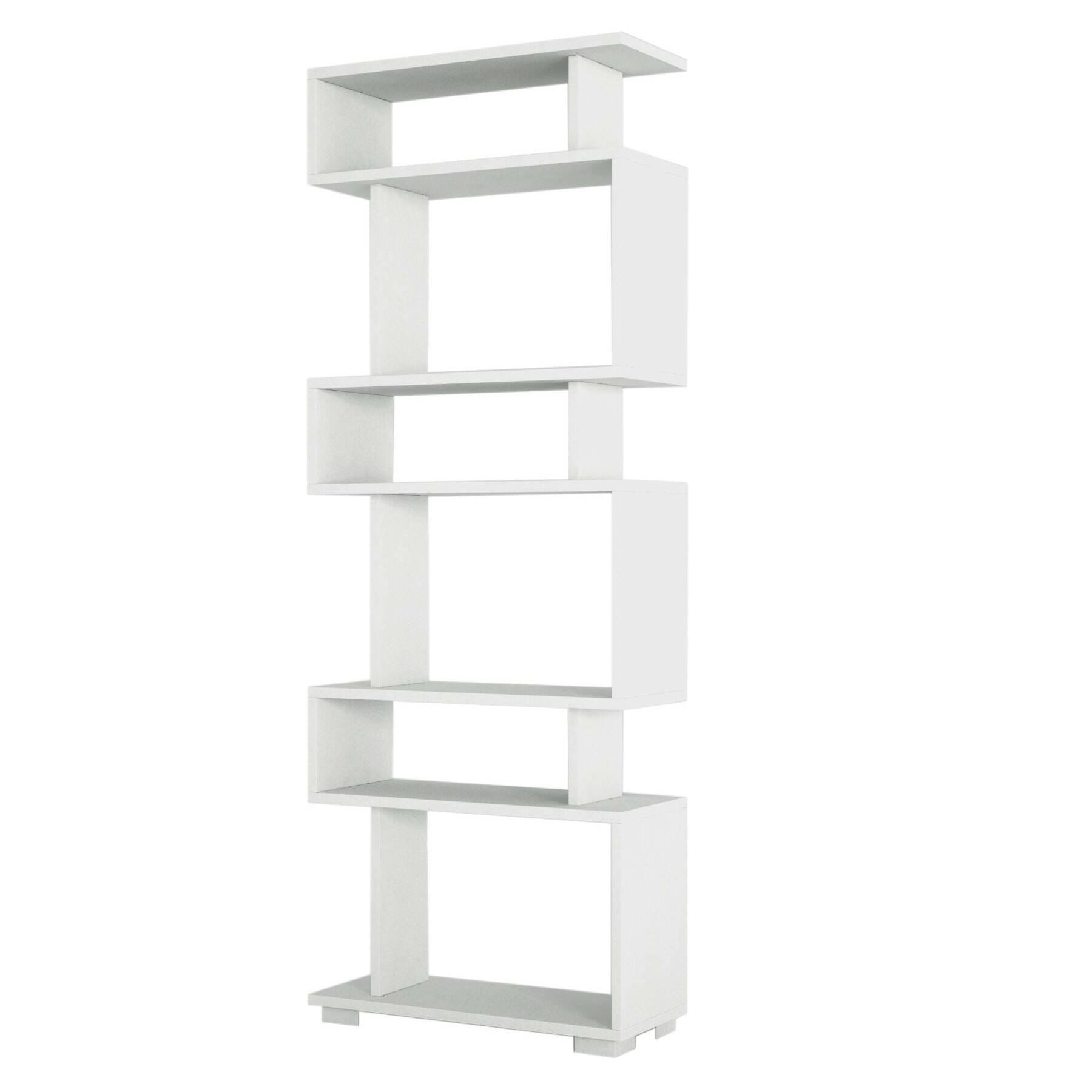 Libreria Dpeeter, Scaffale da ufficio, Mobile portalibri, Biblioteca, 60x20h165 cm, Bianco